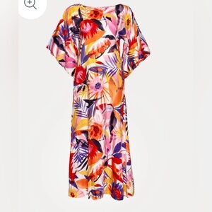 Frances Valentine Multicolor Floral Maxi Dress in Pink, Red, Orange & Yellow